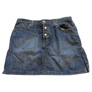 Vintage Roxy Button Fly Denim Skirt Sz 11 Y2K Jean Mini